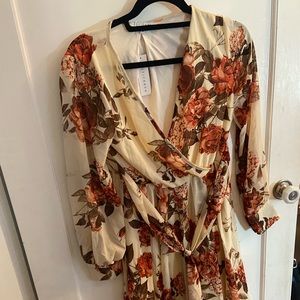 Full length long sleeved floral dress